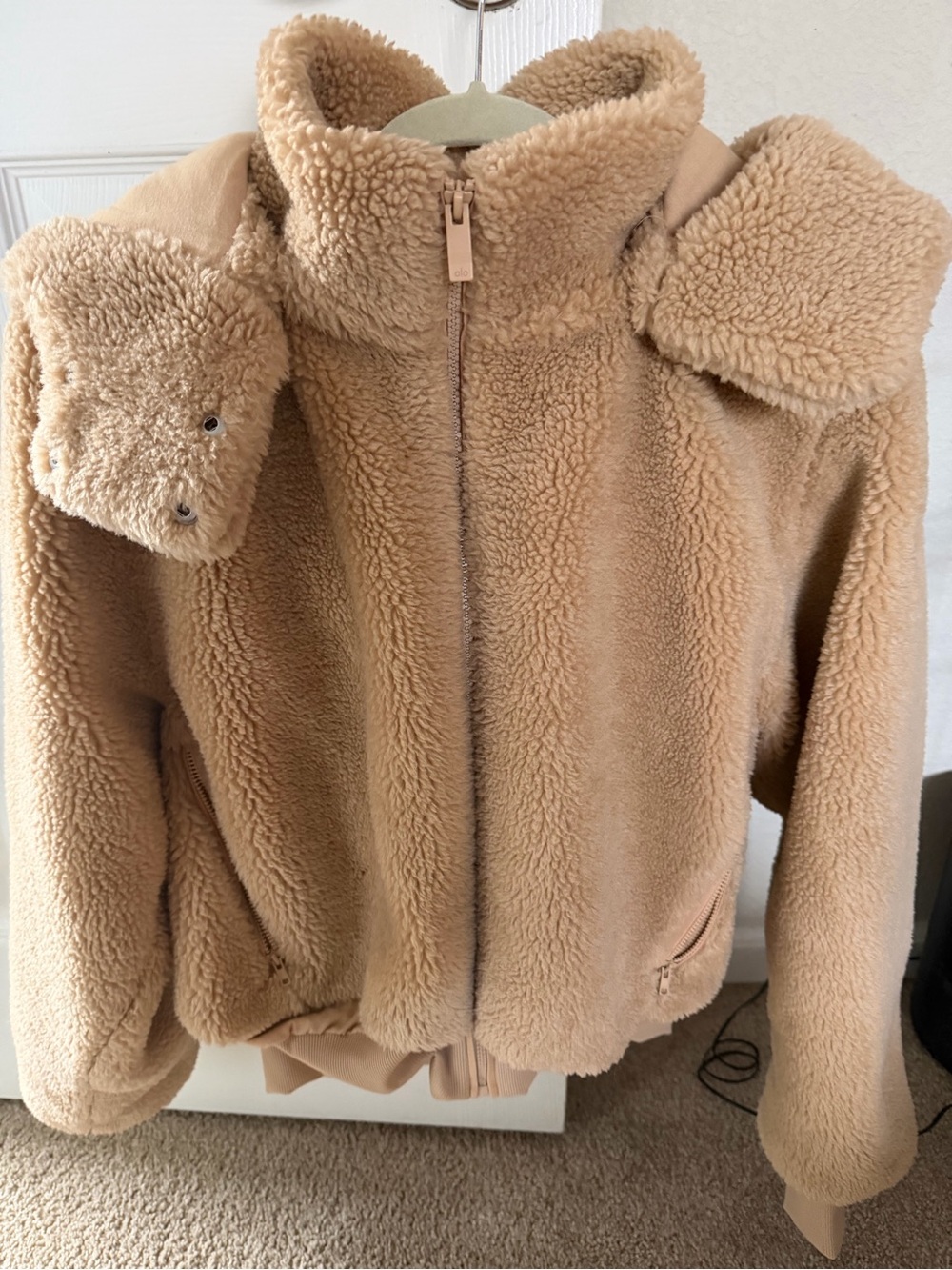 ALO Womens Teddy Fleece Zip Jacket - Camel
